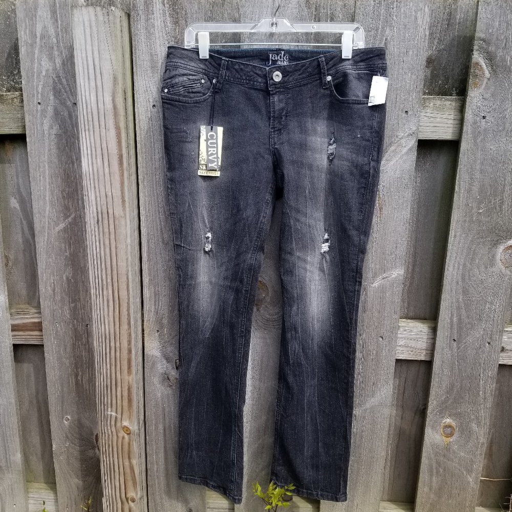 Distressed Black Jade Jeans Embroidered 13 /14